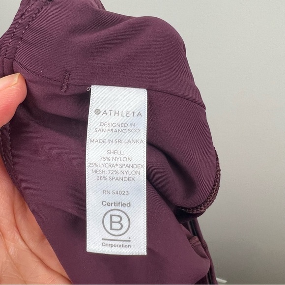 Athleta Lightning Stash Pocket Tight Leggings Size XS Burgundy Athletic Workout - Picture 10 of 11